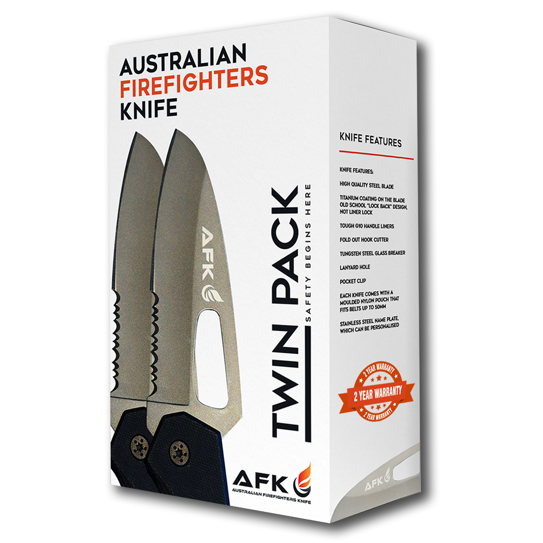 Australian Firefighters Knife Packaging (Twin Pack) with Warranty Stamp